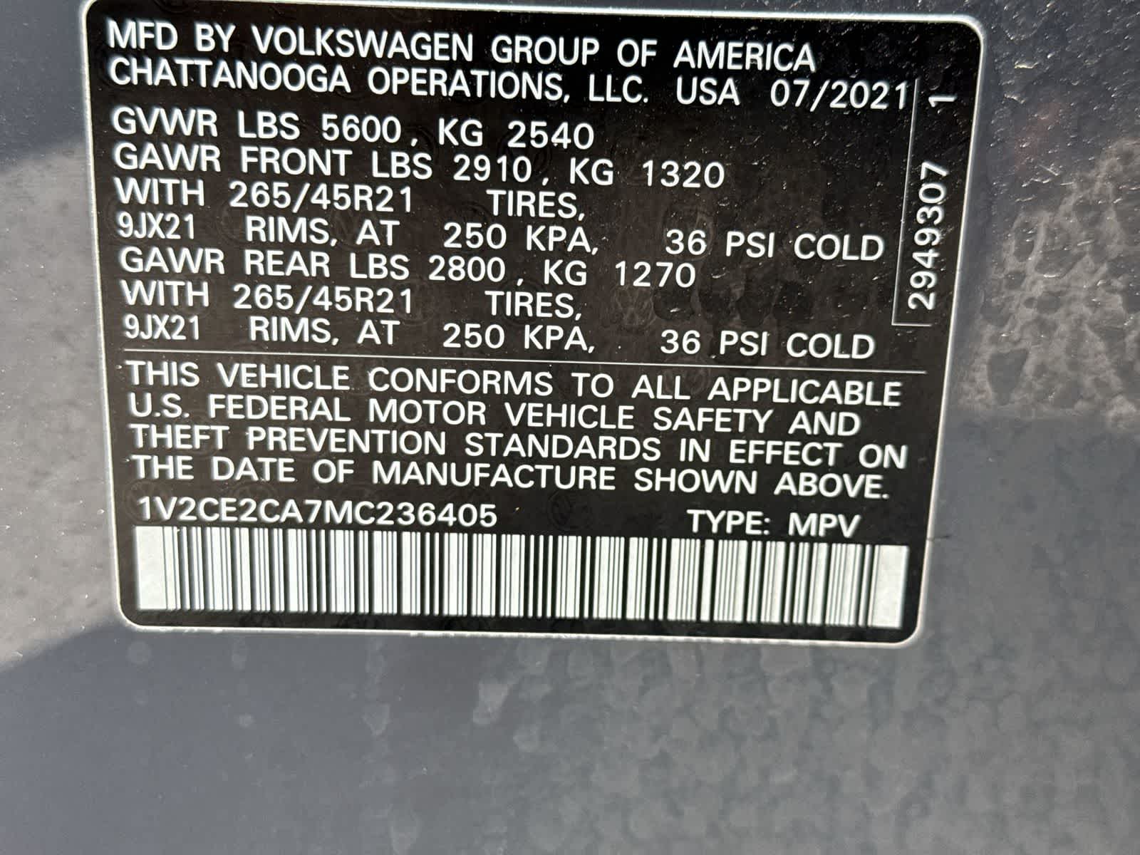 2021 Volkswagen Atlas Cross Sport 3.6L V6 SEL R-Line