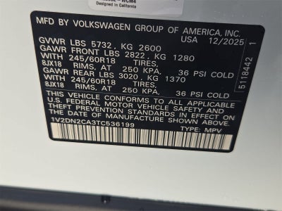 2026 Volkswagen Atlas 2.0T SE